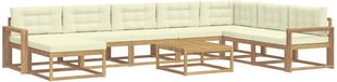 vidaXL - Ensemble de salon d'angle - 8 places assises - Blanc et crème - Acacia bois