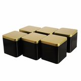 Dosenritter | 6 x edele hoekige bewaarblikjes/theekistjes, zwartgoud, aromadicht van metaal voor 150g Earl Grey per stuk | 9 x 9 x 9 cm (H,B,D) | ook ideaal als kruidenblikje