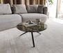 Delron Table basse 70x70 cm Céramique Emperador Extra Lucidato Marron foncé Pied croisé plat Métal Noir