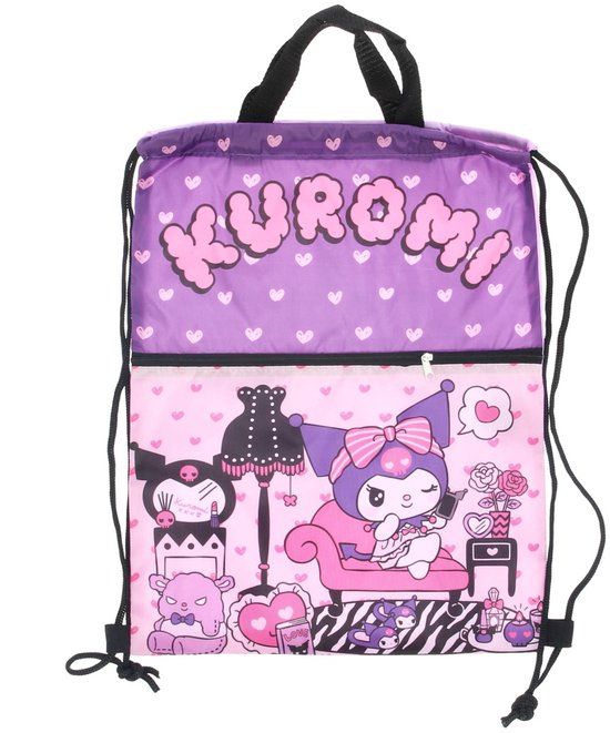 4KidsOnly Kuromi Gymtas met rits - Zwemtas - 40 cm - Paars - Voor Kinderen