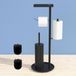 susswiff Porte-rouleau de papier toilette en acier inoxydable avec plateau et brosse de toilette - Noir