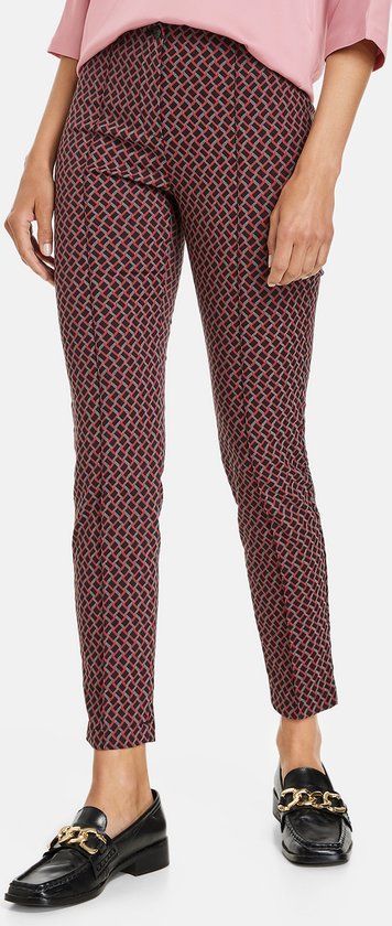GERRY WEBER Dames 7/8-broek Slim Fit Rot/Orange/Schwarz Gemustert - 36