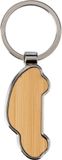 Merkloos / Sans marque Giving Europe B.V. Sleutelhanger met auto - bamboe/metaal - 5 x 2 cm - eigen auto/nieuwe auto - eerste auto cadeau