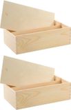 Invend Wijnkist/verpakking - 2x - schuifdeksel - 35,5 x 20 x 10,8 cm - Wijnkistje/wijndoosje met dubbel vak - Relatiegeschenk/geschenkverpakkingen