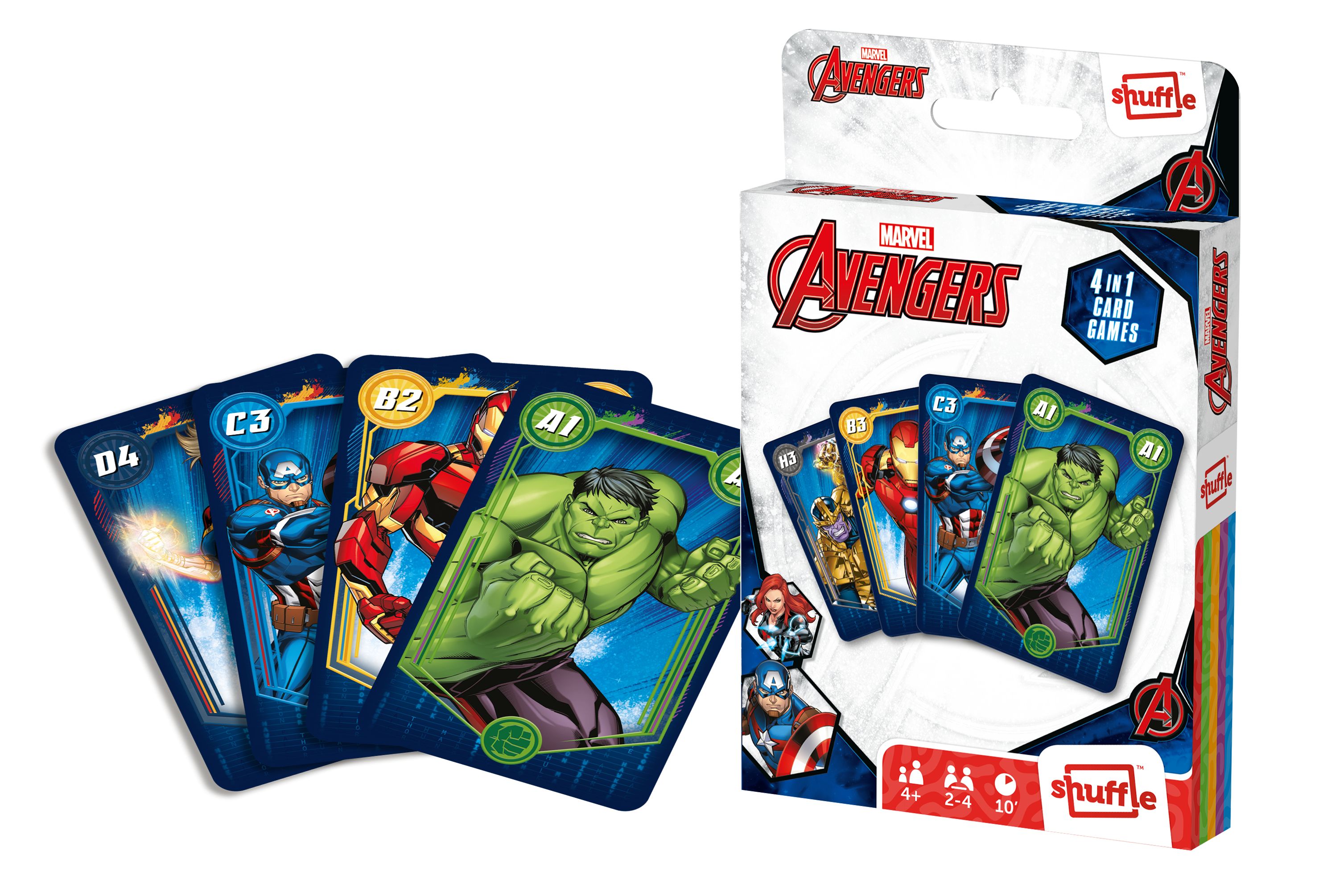 Shuffle Marvel Avengers 4-in-1 Card Game - Family Game for Kids and Adults