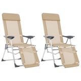 VidaXL Tuinstoel Terras Aluminium Textiel Crème 2 stuks
