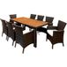 Casaria Tuinset - Polyrattan 9 delig Acaciahout Kussens - Bruin