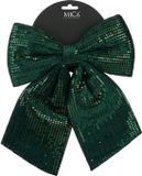 House of Seasons Decoratie strik ornament - groen - 24 x 28 cm - polyester pailletten - strikken
