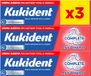 Kukident Complete Zelfklevende crème, tandlijm voor volledige en gedeeltelijke tanden, 3 verpakkingen à 35 g, lichte muntsmaak, anti-filtertechnologie