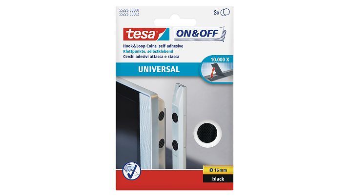 tesa 55226-00 Klittenband punten - Zwart - 8 paar