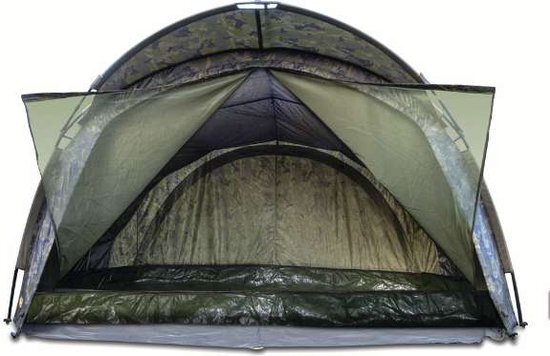 Solar Tackle Green Undercover Camo Capsule (geschikt 2-Man Bivvy) met elastische schakelaars, geïntegreerd grondblad, binnengaas, versterkte bevestigingslussen, eenheidsmaat