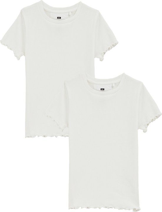 WE Fashion Meisjes slim fit T-shirt met ribstructuur