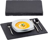 Merkloos Relaxdays Serveerplank Leisteen - Set van 6 - Groot - 30 x 40 cm - Antraciet