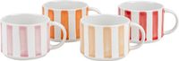 Leopold Vienna Koffiekop Franca Set van 4 Streepdessin Keramiek Rood