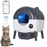 Garvee Zelfreinigende kattenbakvulling, 66 l, verbeterde automatische kattenbak met app, veiligheidssensoren, knelt niet, 6 verstelbare omgevingslampen, intelligent toilet voor katten