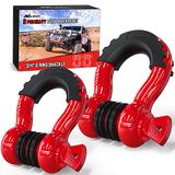 Nilight 2 Pack 3/4 "D-Ring Beugel 4,75 Ton (1600 lbs) Capaciteit met 7/8" Pin Heavy Duty Off Road Recovery Beugel met Isolatoren & Wasmachine Kit voor Jeep Truck Voertuig, Rood (90053B)