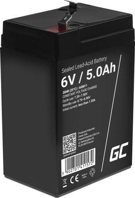 Green Cell 6V 5Ah VRLA AGM Accu