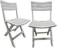 Pro Garden Chaise pliante intérieur/extérieur - 4x - ivoire blanc - 41 x 78 cm - plastique robuste