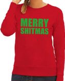 Bellatio Decorations Shoppartners Bv Foute kersttrui / sweater Merry Shitmas rood voor dames - XL