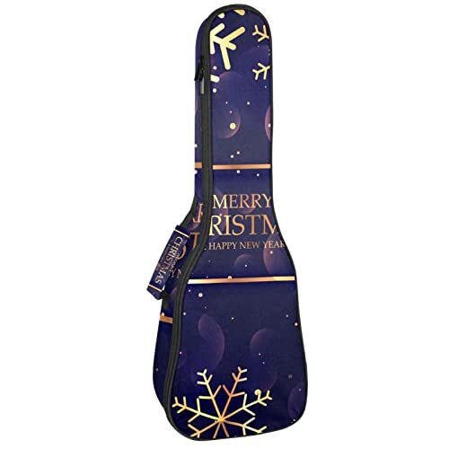 Mersov Tenor Ukulele Gigbag Waterdichte Ukelele Case Gewatteerde Rugzak, Geweldig voor Sopraan Concert (21/23/24") Gouden Kerst Sneeuwvlokken Paars