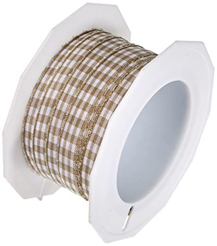 Präsent Vichy geruit tape - taupe - 10 mm x 20 m