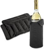 Refroidisseur de bouteille - 3x pièces - housse de refroidissement - noir - vin et champagne - 32x23 cm - fermeture velcro - élément réfrigérant