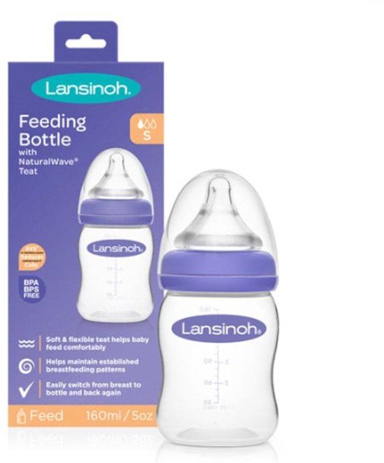 Lansinoh NaturalWave Antikoliekfles met Fopspeen S - 160ml