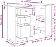 vidaXL Bureau Grijs Sonoma 100 x 40 x 75 cm Bewerkt hout