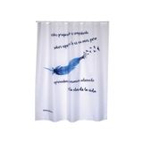 MSV Pluma Douchegordijn Blauw/Wit Polyester 180x200cm