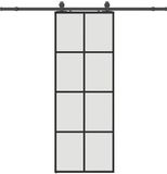 vidaXL Schuifdeur met beslagset 76x205 cm ESG glas zwart