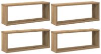 vidaXL Wandschappen Kubus 4 stuks Hout Artisanaal Eiken 60x15x23 cm