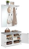 Songmics Schoenenbank/wandkapstok met spiegel - Wolkenwit - 82 cm breed