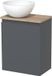 Maxaro Toiletmeubel met waskom | 41 cm Donkergrijs Greeploos front Hoogglans wit Mineraalmarmer waskom Lichtbruin eiken blad