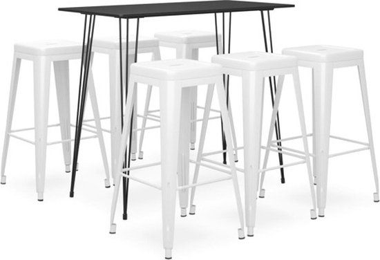 vidaXL 7-delige Barset Zwart en Wit