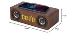 APM Bluetooth-luidspreker, houten wekker met FM-radio, draadloos opladen, inductie, voor smartphone, USB-oplaadpoort, instelbare helderheid, digitale wekker, led-display, 425024