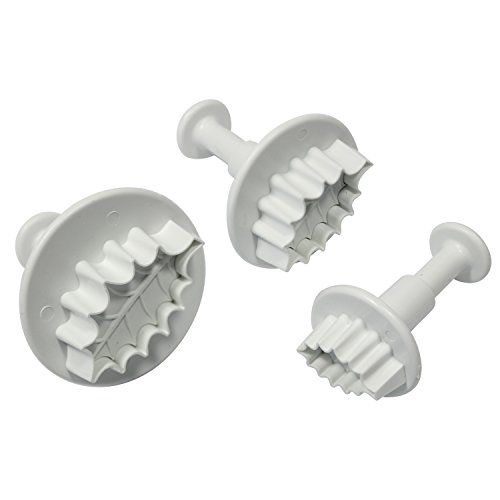 PME HL544 Geaderde Holly Leaf Plunger Cutters Small, Medium, Large Size, Set van 3 Wit