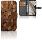 B2Ctelecom Étui style livre pour Google Pixel 8 Wooden Cubes