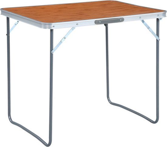 vidaXL Campingtafel inklapbaar met metalen frame 80x60 cm bruin