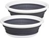 5five Afwasteil/afwasbak opvouwbaar - 2x - wit/grijs - rond - 37,5 x 14 cm - 8 liter - kunststof