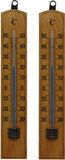 Lifetime garden 2x Thermometer voor buiten hout 20 x 4 cm - bruin