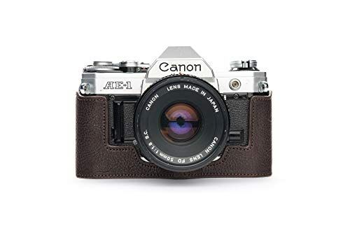 Zakao Case voor Canon Nieuwe AE-1 A-1 (geen handvat) - Echt Lederen Half Camera Case Bag Cover - Koffie