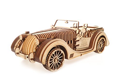 Ugears 70052 VM-01 Roadster Auto-3D houtkunst DYI – modelbouwprojecten voor volwassenen en kinderen 3D technisch model modelbouwset van hout, eenheidsmaat