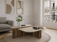 Vente-unique Table basse - MARALIA - Beige Travertin Effect