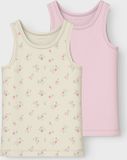 NAME IT Meisjes NMFTANK TOP 2P FLOWER NOOS Onderhemden Maat 92 Wit Gebloemd Katoen/Elastaan Set van 2