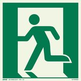 Pickup Bord 15x15 cm - Nooduitgang vluchtweg links fotoluminiscent - zelfklevend