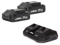 VITO 2 Batteries, Lithium-Ion, 20V, 2Ah + wireless charger for two batteries, model LI VITO