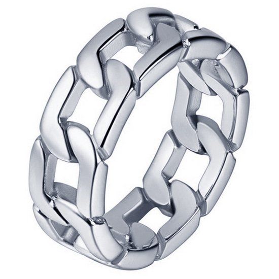 Mendes Steel Edelstaal heren ring Cuban Link zilverkleurig-20mm