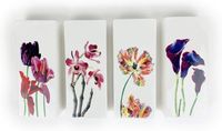 oCreon RED FLOWERS Luchtbevochtiger, 4-delige set van keramiek, plat voor bevestiging aan radiator, verwarming, waterverdamper, diffuser