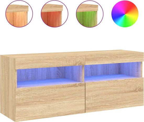 vidaXL Tv-wandmeubel met LED-verlichting 100x30x40 cm sonoma eiken