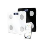 Avilia - Intelligente digitale weegschaal van gehard glas met app voor volledige lichaamsanalyse, groot lcd-display, step-on-technologie en meergebruikersfunctie voor controle van het gewicht